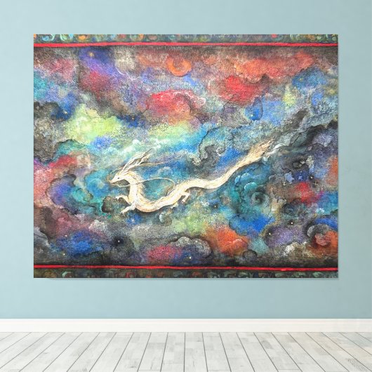 Dragon in the Clouds Canvas Afdruk (Insitu (Houten vloer))