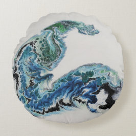 “Dragon in the Waves – Abstract Ocean Energy Rond Kussen