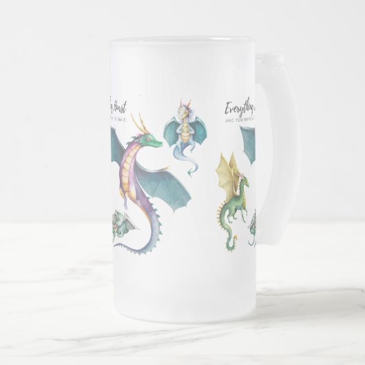 Dragon is een reptielachtig legendarisch matglas bierpul (Voorkant rechts)