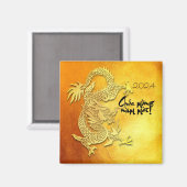 Dragon Jaar aangepaste Y Groet Vietnamese Goud SqM Magneet (Voorkant / Achterkant)