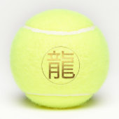 Dragon Jaar Goud Chinees Ideogram reliëf effect Tennisballen (Achterkant)