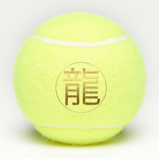 Dragon Jaar Goud Chinees Ideogram reliëf effect Tennisballen (Achterkant)