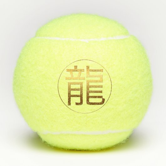 Dragon Jaar Goud Chinees Ideogram reliëf effect Tennisballen (Voorkant)