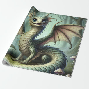 Dragon Jabberwocky Schattigee Fantasy Creature Art Cadeaupapier