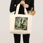 Dragon Jabberwocky Schattigee Fantasy Creature Art Grote Tote Bag (Voorkant (product))