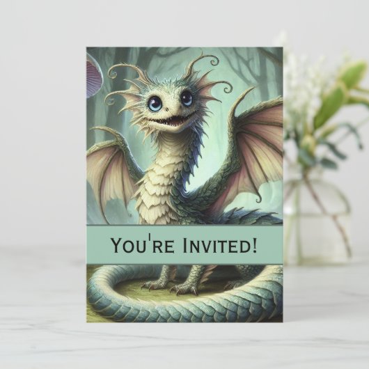 Dragon Jabberwocky Schattigee Fantasy Creature Art Kaart (Staand voorkant)