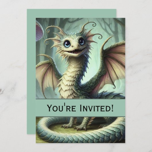 Dragon Jabberwocky Schattigee Fantasy Creature Art Kaart (Voorkant / Achterkant)