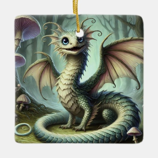 Dragon Jabberwocky Schattigee Fantasy Creature Art Keramisch Ornament (Voorkant)