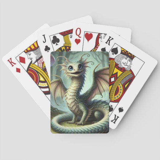 Dragon Jabberwocky Schattigee Fantasy Creature Art Pokerkaarten (Achterkant)
