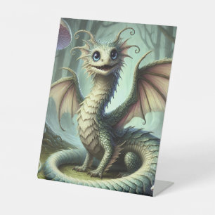 Dragon Jabberwocky Schattigee Fantasy Creature Art Reclamebord Met Voetstuk