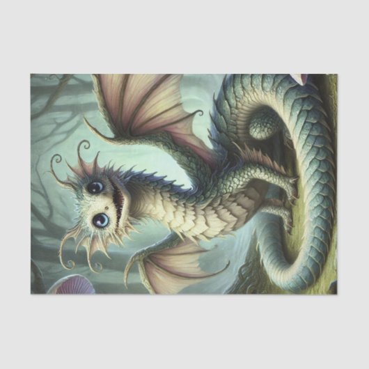 Dragon Jabberwocky Schattigee Fantasy Creature Art Tissuepapier (Voorkant)