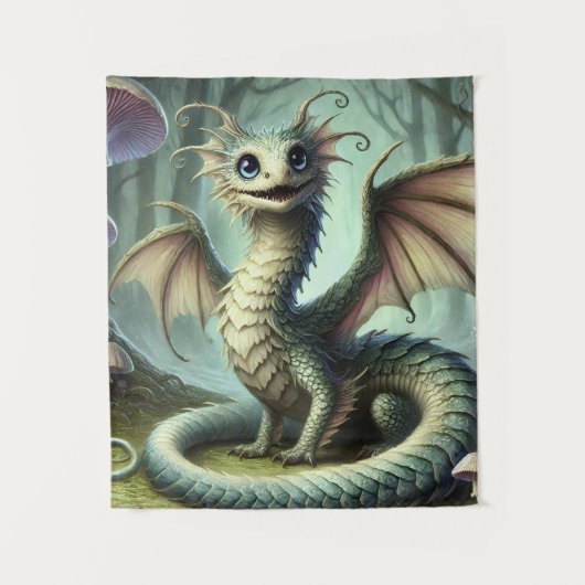 Dragon Jabberwocky Schattigee Fantasy Creature Art Wandkleed (Voorkant)