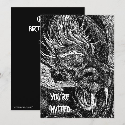 Dragon: "Je bent uitgenodigd" uitnodiging (Voorkant / Achterkant)