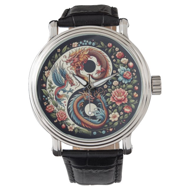 Dragon Jing y jang Horloge (Voorkant)