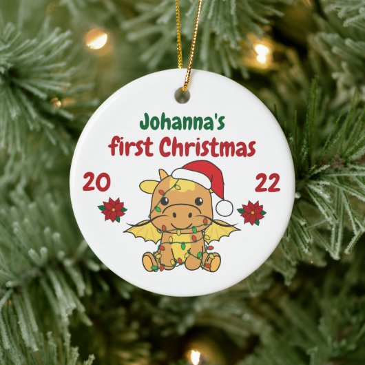 Dragon kerstbaby's eerste kerstdag keramisch ornament (Boom)