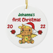 Dragon kerstbaby's eerste kerstdag keramisch ornament (Voorkant)