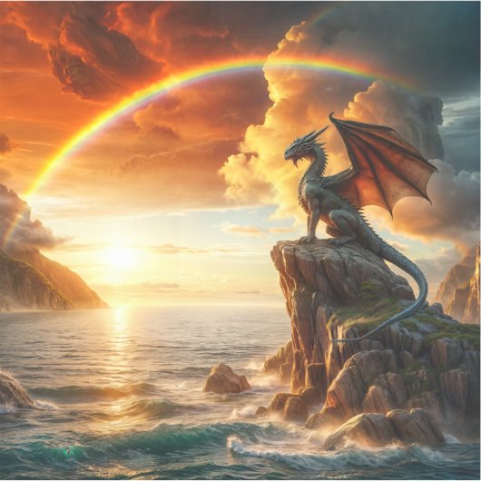 Dragon kijkt naar het zee sticker (Voorkant)