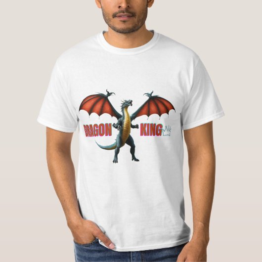 Dragon King Gedrukt T-shirt: Majestic Mythische Ap T-shirt (Voorkant)