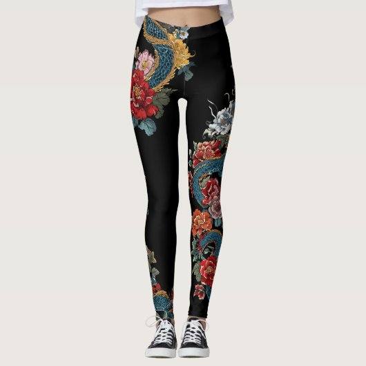 Dragon Leggings in Japanese Tattoo Style (Voorkant)