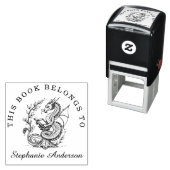 Dragon Lezen van een Boek Bibliotheek Bookplate St Zelfinktende Stempel (In situ)