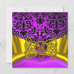 DRAGON LIEFDE GOUD PAARS ZWART DAMAST MONOGRAM KAART