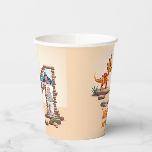 Dragon Little Dino | 1e verjaardag foto groot numm Papieren Bekers (Links)