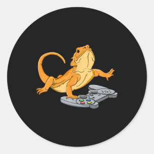 Dragon Lizard Gamer Video Game Gecko Ronde Sticker