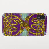 DRAGON LOVE, GOLD CELTIC KNOTS DRAGONS, Paars Case-Mate iPhone Case (Achterkant (horizontaal))