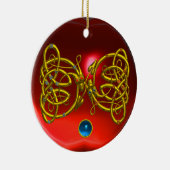 DRAGON LOVE HEART Red Ruby en Blue Sapphire Keramisch Ornament (Rechts)