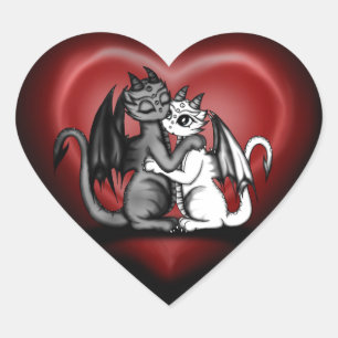 Dragon Lovepair Hart Sticker