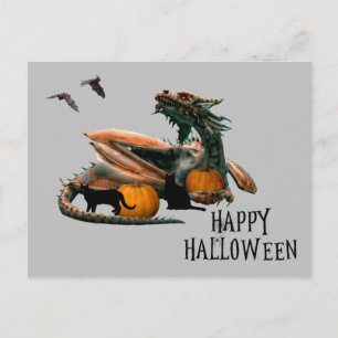 Dragon Lover Happy Halloween Pumpkin Cat Briefkaart