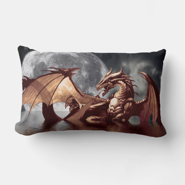 Dragon & Lune Imaginaire Mythique Oreiller (Recto)