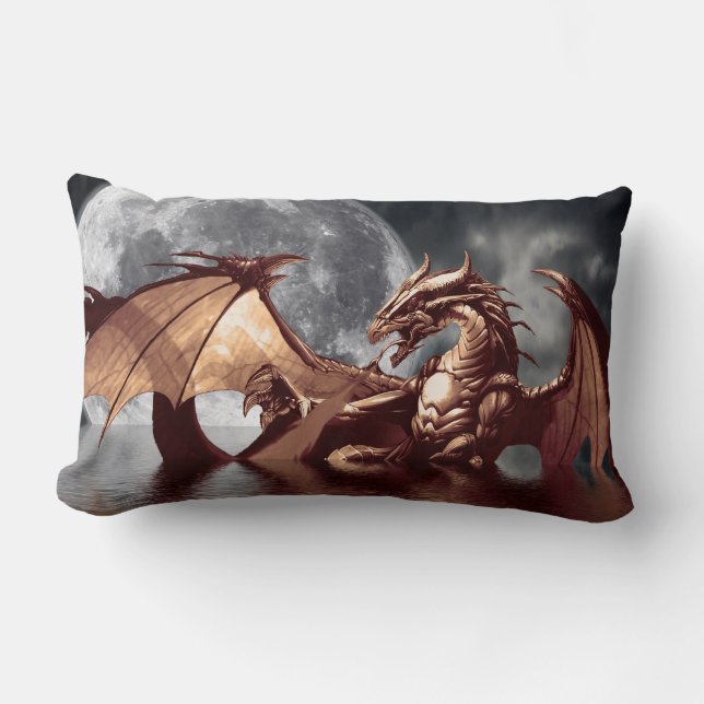 Dragon & Lune Imaginaire Mythique Oreiller (Recto)