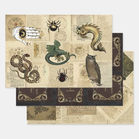  dragon Magical Beasts Grimoire Inpakpapier Vel (Set)