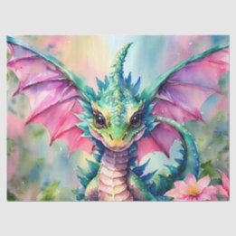 Dragon met roze vleugels Waterverf Tissuepapier