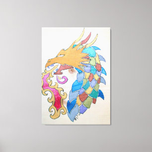 Dragon métallique sur toile