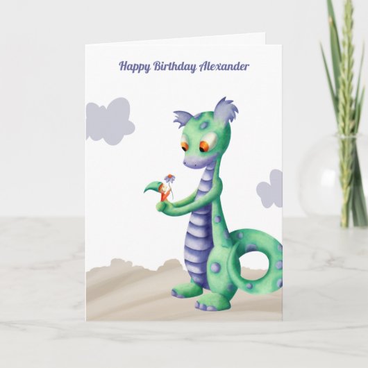 Dragon mignon avec carte d'anniversaire personnali (Devant)