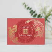 Dragon moderne-Phoenix Chinois Mariage RSVP Rouge (Debout devant)