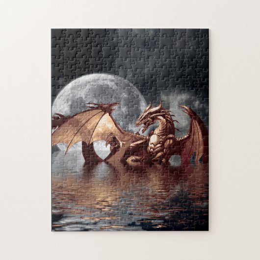 Dragon & Moon Fantasie Mythische Kunst Puzzel (Verticaal)