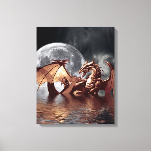 Dragon & Moon Fantasy Art Print (Voorkant)