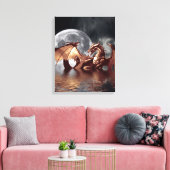 Dragon & Moon Fantasy Art Print (Insitu (Woonkamer))
