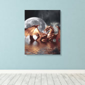 Dragon & Moon Fantasy Art Print (Insitu (Houten vloer))