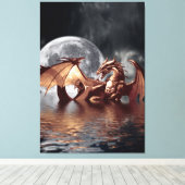 Dragon & Moon Fantasy Art Print (Insitu (Houten vloer))