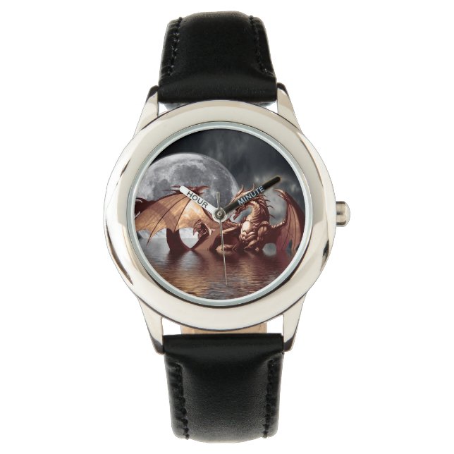 Dragon & Moon Fantasy Design Horloge (Voorkant)