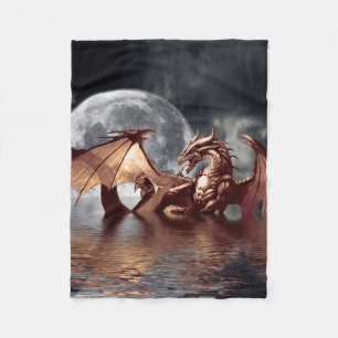 Dragon & Moon Fantasy kunstwerk Fleece Deken