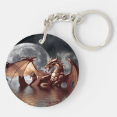 Dragon & Moon Fantasy kunstwerk Sleutelhanger (Achterkant)