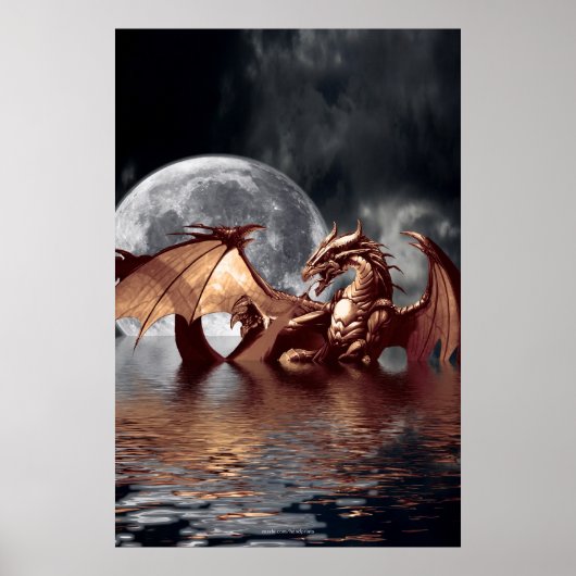 Dragon & Moon Fantasy Poster (Voorkant)