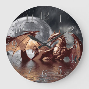 Dragon & Moon Fantasy Wall Clock Grote Klok