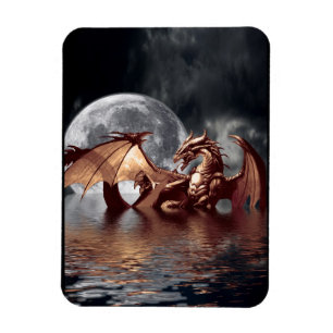 Dragon & Moon Imaginaire Magnet d'art