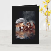 Dragon & Moon Wenskaart Kaart (Gele Bloem)